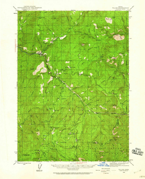 Tiller, Oregon 1944 (1960) USGS Old Topo Map Reprint 15x15 OR Quad 282962