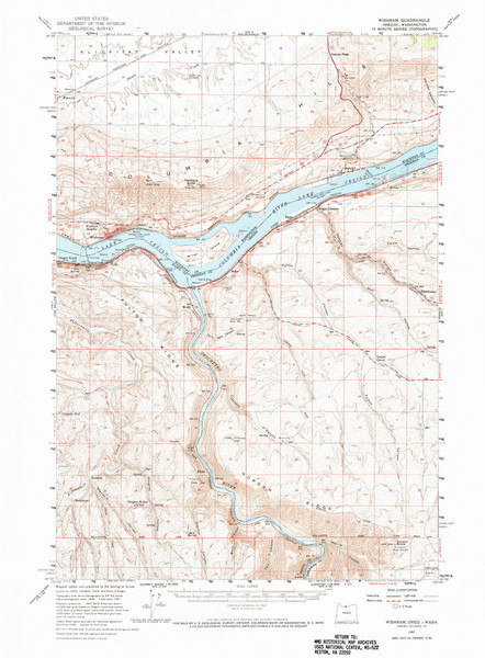 Wishram, Washington 1957 (1967) USGS Old Topo Map Reprint 15x15 OR Quad 283023