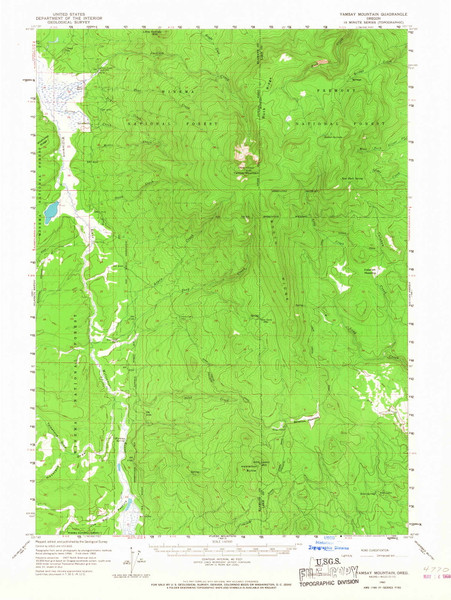 Yamsay Mountain, Oregon 1960 (1968) USGS Old Topo Map Reprint 15x15 OR Quad 283028