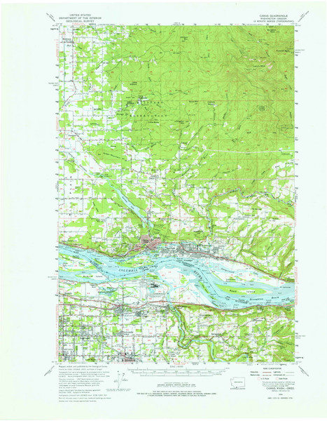 Camas, Washington 1954 (1976) USGS Old Topo Map Reprint 15x15 OR Quad 240315