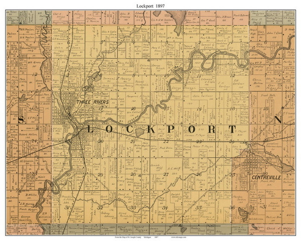 Lockport, Michigan 1897 Old Town Map Custom Print - St. Joseph Co.