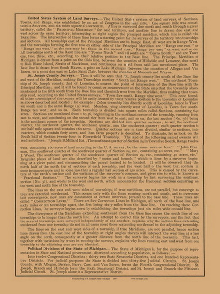 Surveys and Political Divisions, Michigan 1897 Old Town Map Custom Print - St. Joseph Co.