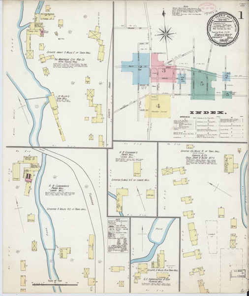 Amherst Massachusetts 1892 - Fire Insurance Index - Old Map Reprint