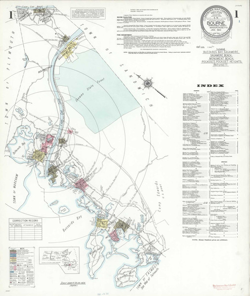 Bourne Massachusetts 1941 - Fire Insurance Index - Old Map Reprint