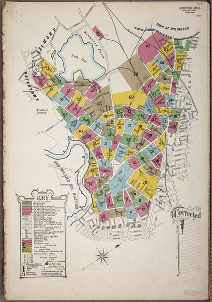 Cambridge Massachusetts 1900 V2 - Fire Insurance Index - Old Map Reprint