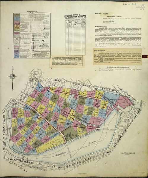 Cambridge Massachusetts 1950 V1 - Fire Insurance Index - Old Map Reprint