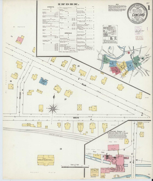 Concord Massachusetts 1903 - Fire Insurance Index - Old Map Reprint