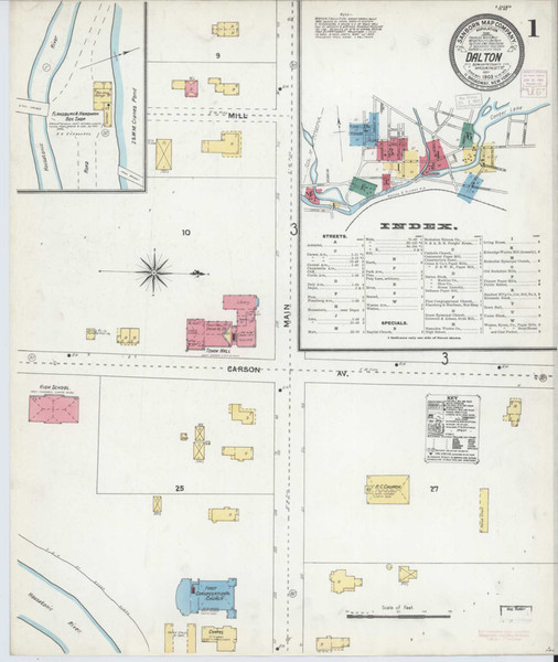Dalton Massachusetts 1905 - Fire Insurance Index - Old Map Reprint