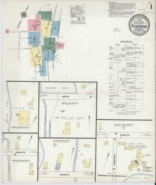 Foxboro Massachusetts 1911 - Fire Insurance Index - Old Map Reprint