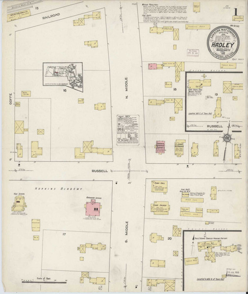 Hadley Massachusetts 1915 - Fire Insurance Index - Old Map Reprint