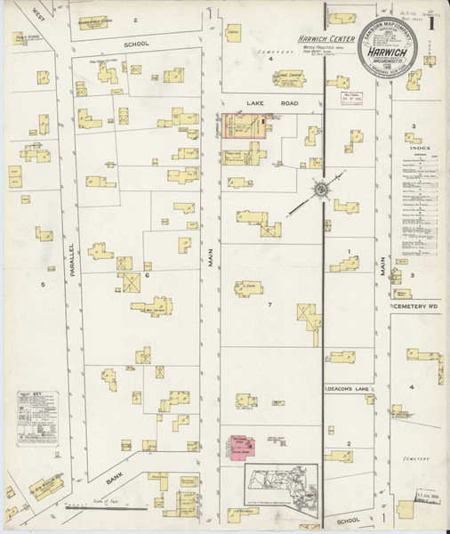 Harwich Massachusetts 1915 - Fire Insurance Index - Old Map Reprint