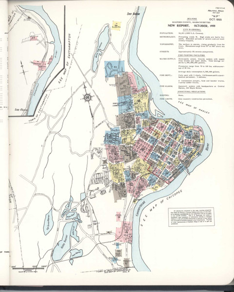 Holyoke Massachusetts 1956 - Fire Insurance Index - Old Map Reprint