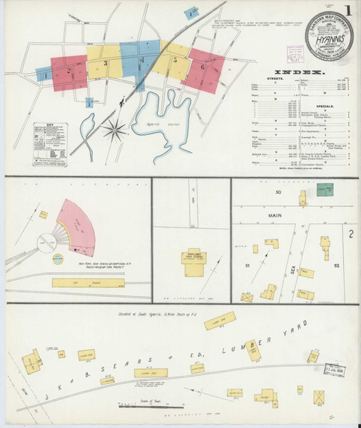 Hyannis Massachusetts 1906 - Fire Insurance Index - Old Map Reprint