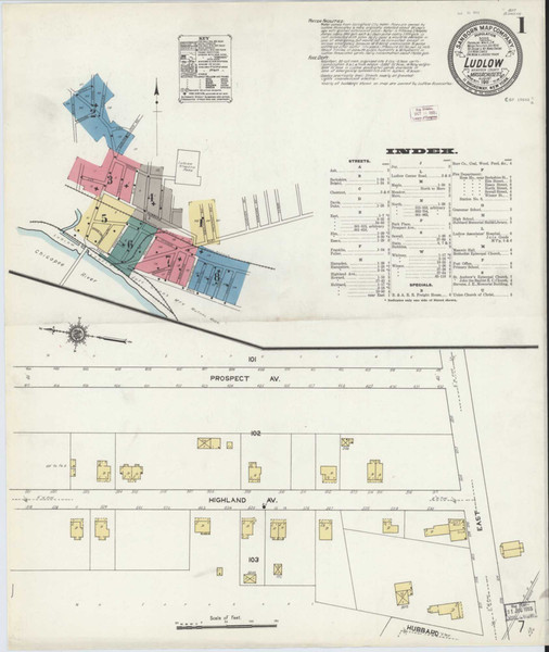 Ludlow Massachusetts 1911 - Fire Insurance Index - Old Map Reprint