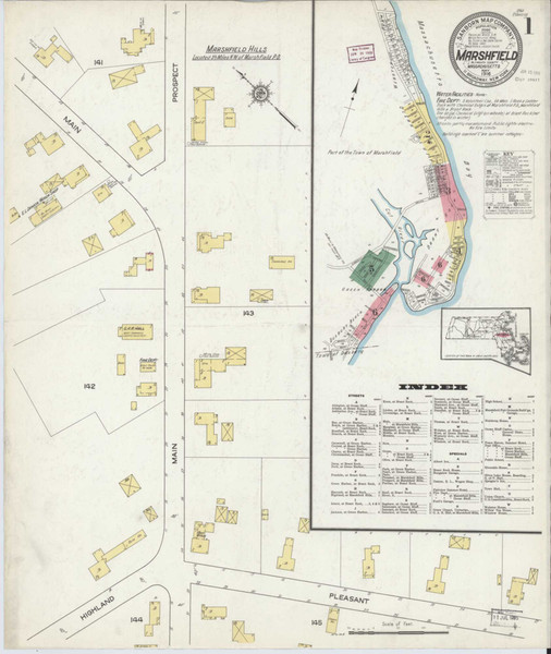 Marshfield Massachusetts 1916 - Fire Insurance Index - Old Map Reprint