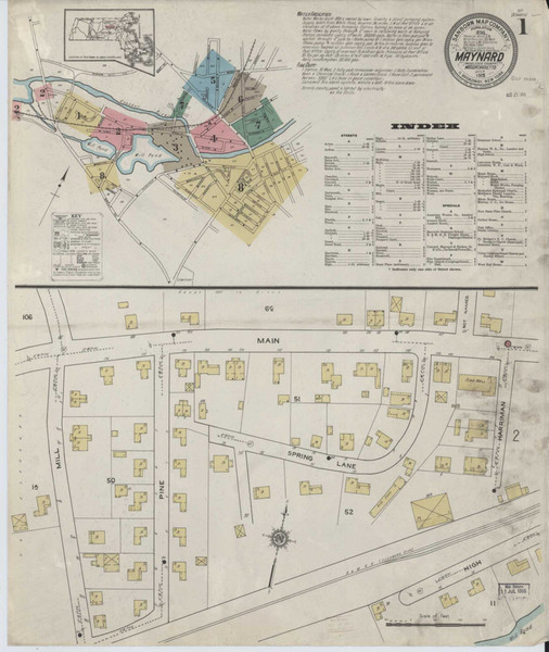 Maynard Massachusetts 1915 - Fire Insurance Index - Old Map Reprint