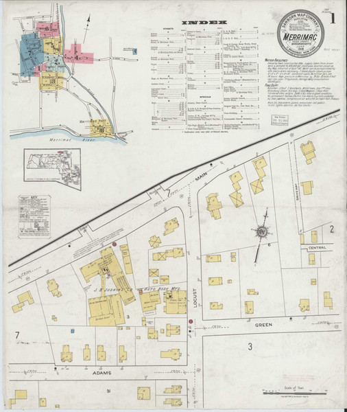 Merrimac Massachusetts 1918 - Fire Insurance Index - Old Map Reprint