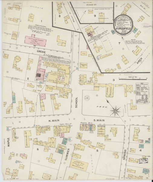 North Brookfield Massachusetts 1887 - Fire Insurance Index - Old Map Reprint