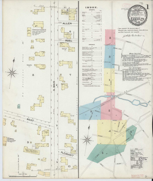 Randolph Massachusetts 1892 - Fire Insurance Index - Old Map Reprint