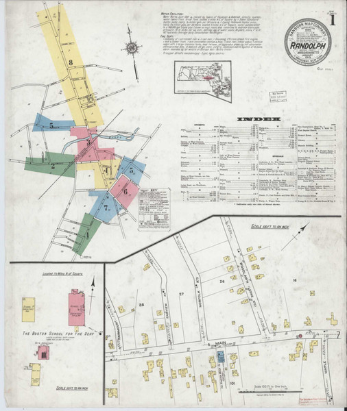 Randolph Massachusetts 1919 - Fire Insurance Index - Old Map Reprint