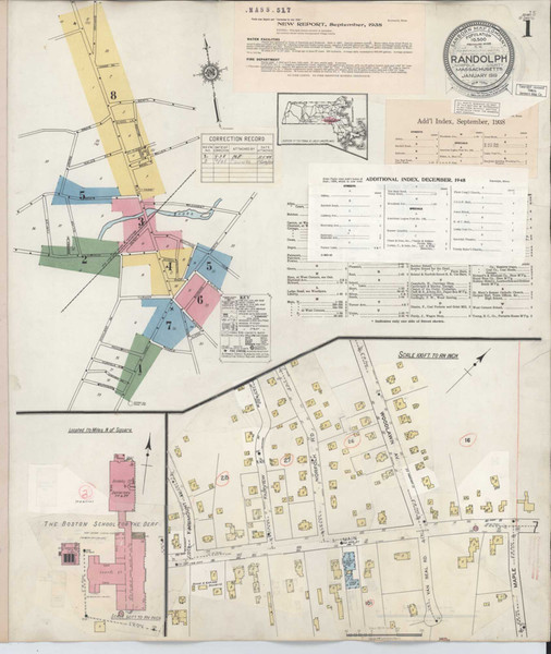 Randolph Massachusetts 1948 - Fire Insurance Index - Old Map Reprint