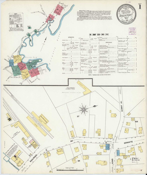 Rockport Massachusetts 1907 - Fire Insurance Index - Old Map Reprint