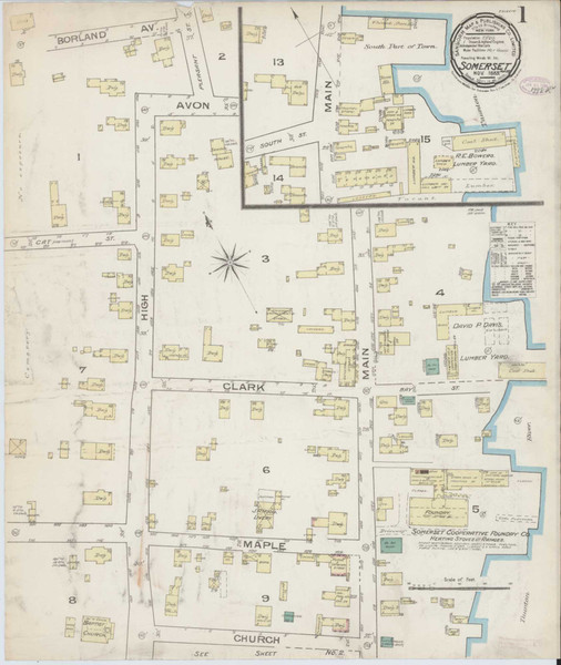 Somerset Massachusetts 1885 - Fire Insurance Index - Old Map Reprint