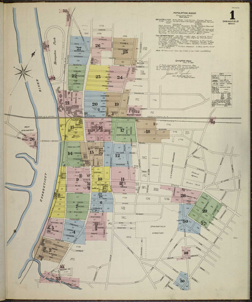 Springfield Massachusetts 1886 - Fire Insurance Index - Old Map Reprint