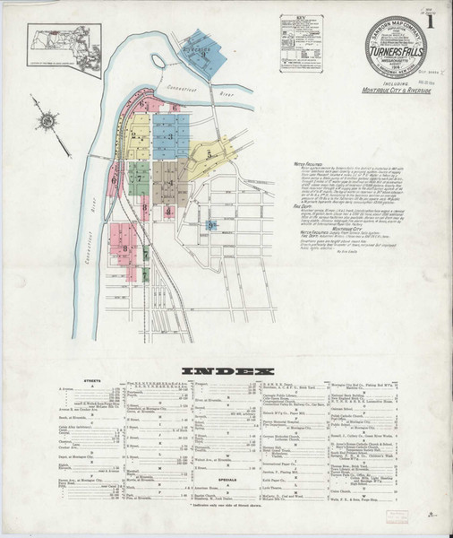 Turners Falls Massachusetts 1914 - Fire Insurance Index - Old Map Reprint