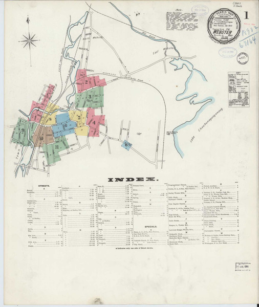 Webster Massachusetts 1898 - Fire Insurance Index - Old Map Reprint
