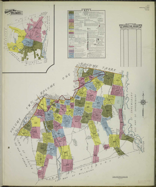 Worcester Massachusetts 1937 V4 - Fire Insurance Index - Old Map Reprint