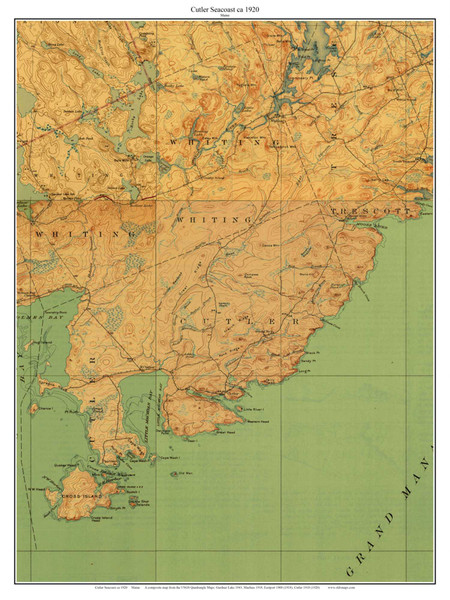 Cutler 1920 - Custom USGS Old Topo Map - Maine