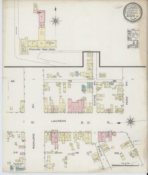 Aiken South Carolina 1886 - Fire Insurance Index - Old Map Reprint