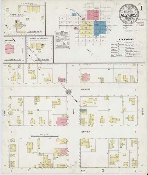 Allendale South Carolina 1910 - Fire Insurance Index - Old Map Reprint