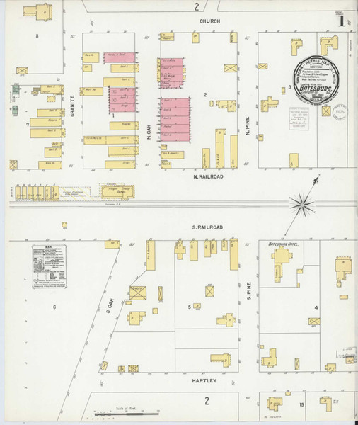 Batesburg South Carolina 1900 - Fire Insurance Index - Old Map Reprint