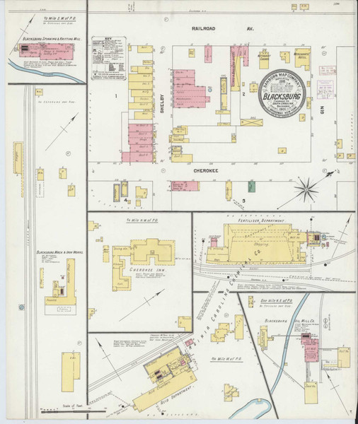 Blacksburg South Carolina 1902 - Fire Insurance Index - Old Map Reprint