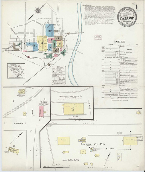 Cheraw South Carolina 1914 - Fire Insurance Index - Old Map Reprint
