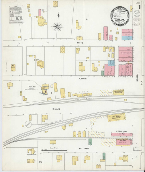 Clinton South Carolina 1901 - Fire Insurance Index - Old Map Reprint