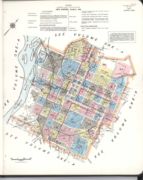 Columbia South Carolina 1956 V1 - Fire Insurance Index - Old Map Reprint