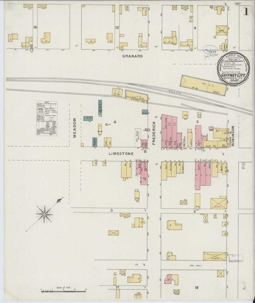 Gaffney South Carolina 1894 - Fire Insurance Index - Old Map Reprint