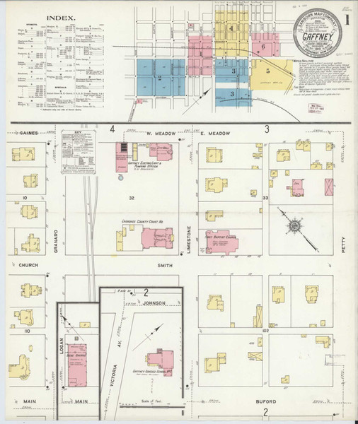 Gaffney South Carolina 1910 - Fire Insurance Index - Old Map Reprint