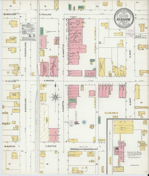 Kershaw South Carolina 1904 - Fire Insurance Index - Old Map Reprint
