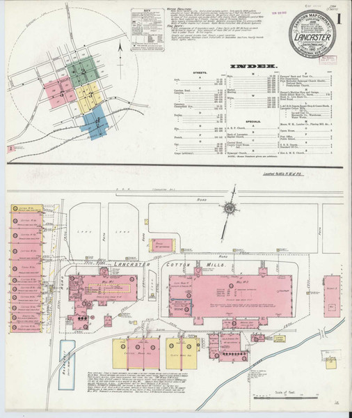 Lancaster South Carolina 1910 - Fire Insurance Index - Old Map Reprint