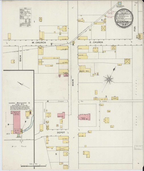 Lexington South Carolina 1894 - Fire Insurance Index - Old Map Reprint