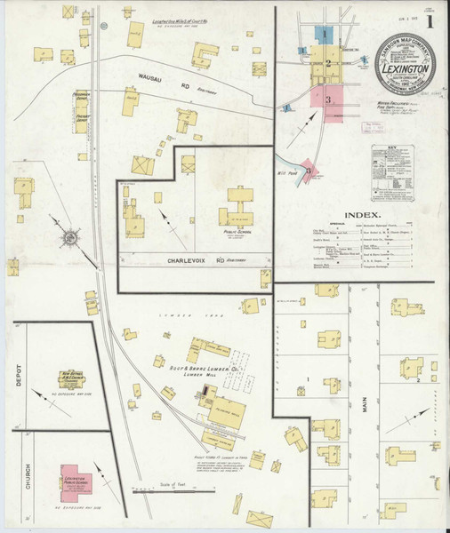 Lexington South Carolina 1912 - Fire Insurance Index - Old Map Reprint