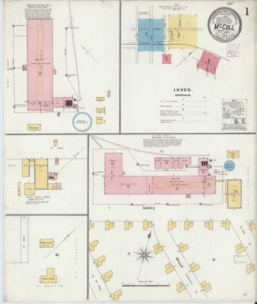 Mccoll South Carolina 1905 - Fire Insurance Index - Old Map Reprint