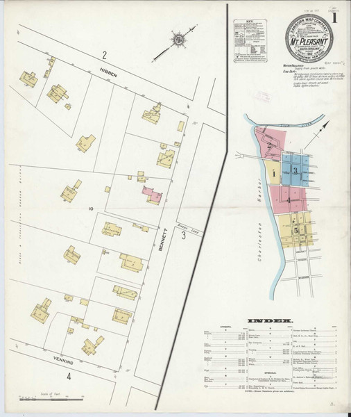 Mount Pleasant South Carolina 1912 - Fire Insurance Index - Old Map Reprint
