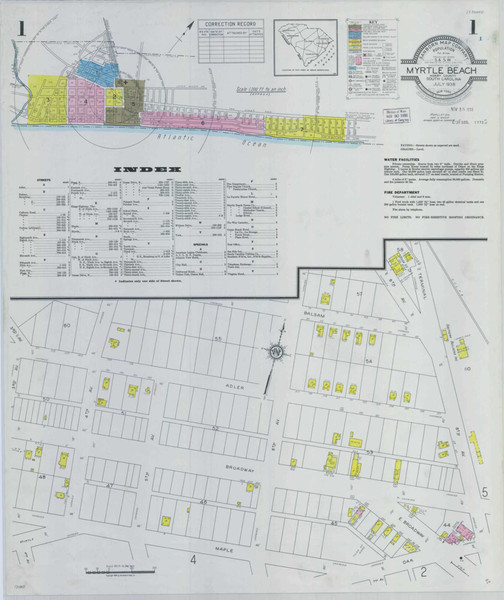 Myrtle Beach South Carolina 1938 - Fire Insurance Index - Old Map Reprint