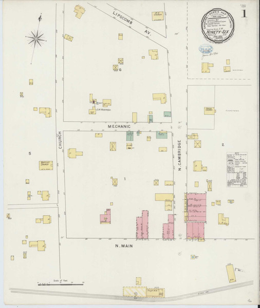 Ninety Six South Carolina 1894 - Fire Insurance Index - Old Map Reprint