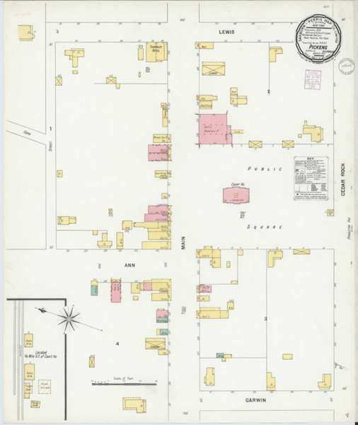 Pickens South Carolina 1901 - Fire Insurance Index - Old Map Reprint